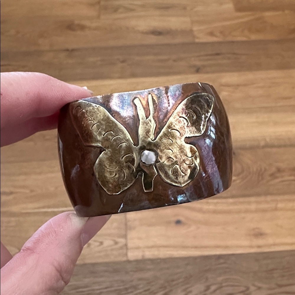 Vintage Artisan Copper Butterfly Bracelet - Picture 4 of 11